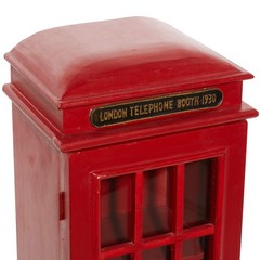 Vintage Wooden Telephone Storage Unit – London Booth Accent Cabinet, 2 Shelves,