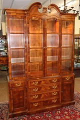Henredon Aston Court Burl Wood Beveled Glass Bookcase China Cabinet Breakfront