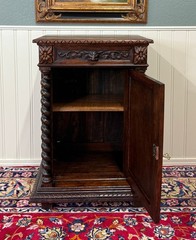 Antique French Jam Cabinet Cupboard Pedestal Barley Twist Drawer Oak Pheasant
