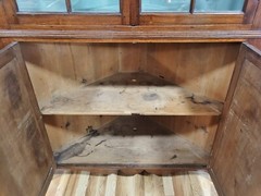 Antique AMERICAN 19th C Colonial Hepplewhite Cherry Curio CORNER CABINET Vitrine