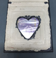 VTG 5×23 Multi Quad 3″ Heart Photo Tin Ceiling Metal Picture Frame Old 1840-25B