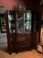 Beautiful 1940’s Antique Mahogany China Cabinet with secretary Desk