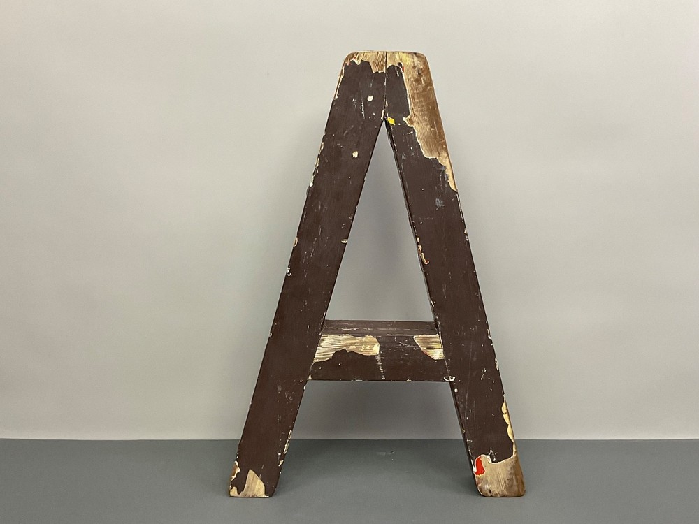 Vintage Wood Decorative Salvage Large 22″ Tall Letter “A” Old 1920’s-40’s