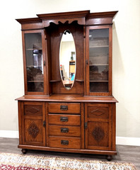 English Oak Buffet China Cabinet | Antique Furniture