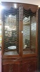Excellent Carved Mahogany 2 Door China Cabinet Bow Front Yet Slender