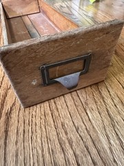 Vintage Wood Library Card Drawers With Metal Label Holder Set Of 2