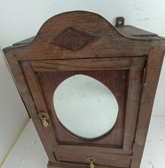 Antique Medicine cabinet Apothecary Antique Oval Mirror Carved Wood lovely barn
