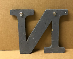Decorative Salvaged Tin Ceiling 8″ Patchwork Shabby Silver Letter N Old 200-26B