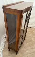 Art Deco China Cabinet Curio Locking Double Door Two Glass Shelves Lighted