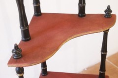 Antique Napoleon III French Corner Shelf 1850 1870 3 Shelves Black Wood