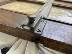 Antique Wood cabinet door Craftsman slag glass Primitive Hoosier architectural