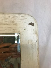 Antique VTG Deco Double Cup Holder 21×27 Glass Shelf Mirror Old Metal 1100-25B