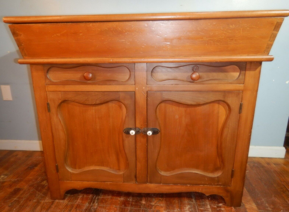 antique dry sink cabinet Dovetailed Sink w Folding Cover 1800’s