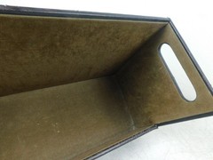 Suede Desk Organizer CD DVD Caddy Holder Tan Brown 17.5″W Stitched Modern – Used