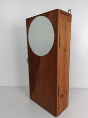 Large Wall hanging Cabinet Vintage Round Mirror Wood Medicine Bathroom Apothec