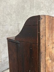 Antique Primitive Hardwood Cupboard, Scalloped Gallery, Hand-Forged Iron 19th C.