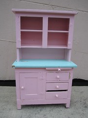 Antique / Vintage Child’s Kitchen Cupboard painted wood Charming