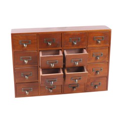 16 Drawers Vintage Tabletop Library Card Catalog Cabinet Apothecary Storage Box