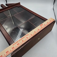 Vintage Wood Glass Door Wall Hanging Display Curio Cabinet 21×13.5 X4 Mirrored