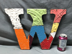 Decorative Salvaged Tin Ceiling 12″ Patchwork Mix Color Letter W Metal 1662-25B