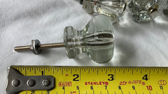 10 Vintage antique CLEAR GLASS measuring 1 3/8” Cabinet/door KNOBS