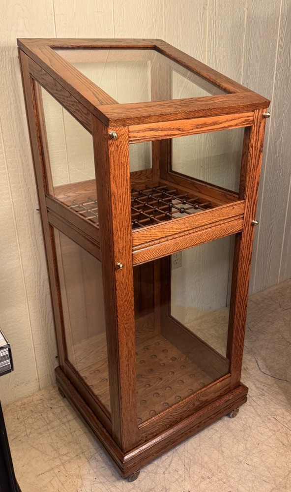 Antique Oak Slant Top Cane Display Case