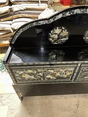 Korean Black Lacquer Mother of Pearl Cabinet Headboard