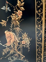 Vintage Drexel Heritage Asian Chinoiserie Black China Cabinet Curio Storage