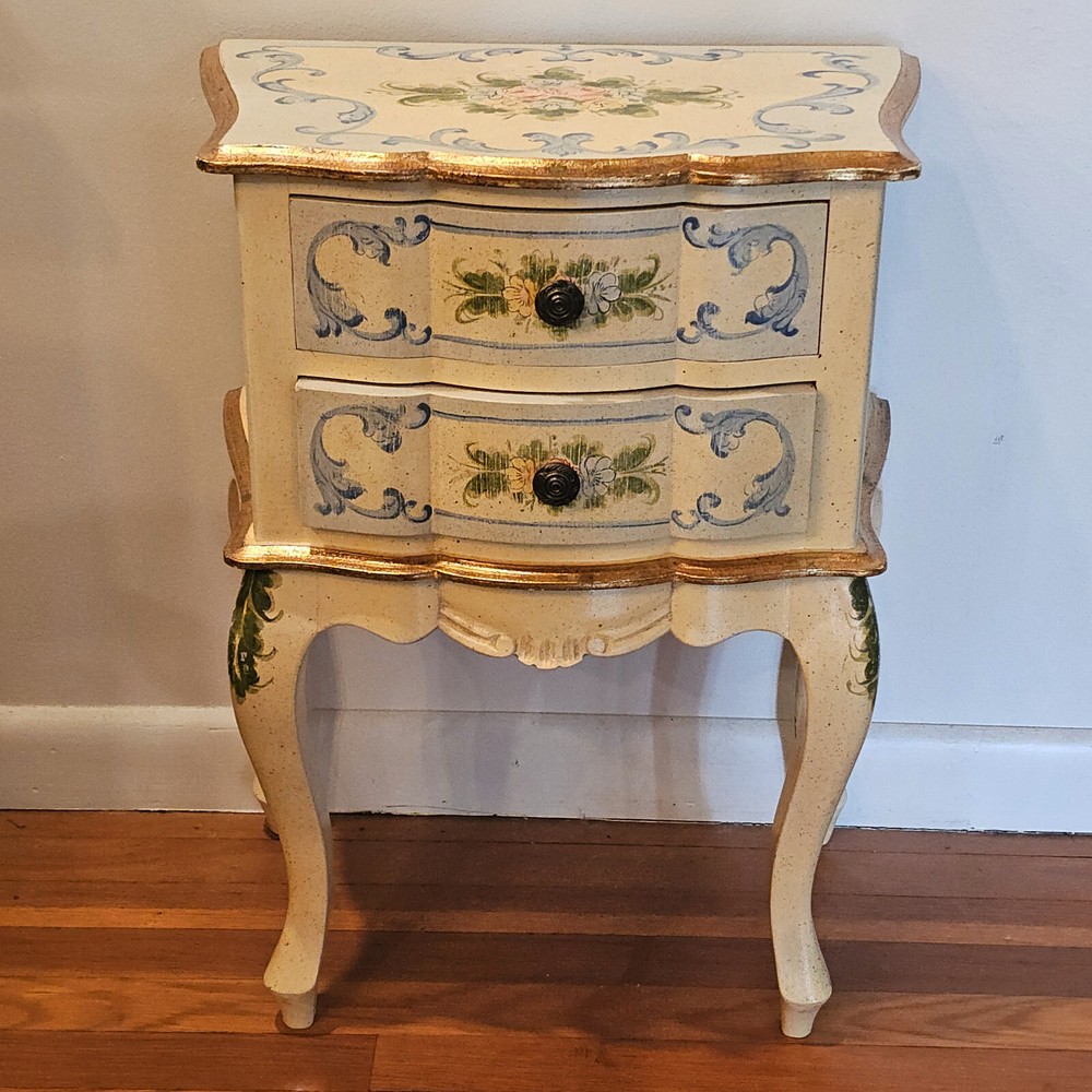 Horchow Hand Painted Florentine Wood Nightstand End Table Hall Cabinet Italian