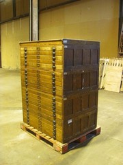 Vintage Dietzgen wood 20 drawer flat file map cabinet 45.5″ x 34.5″ x 61″ high