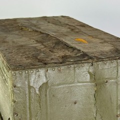 A Primitive Vintage Handmade Multi Compartment Wood Cabinet In Military Green
