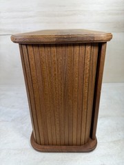 Vintage Mid Century Eppco Enterprises Teak Tambour Slide Door Wall Mount Cabinet
