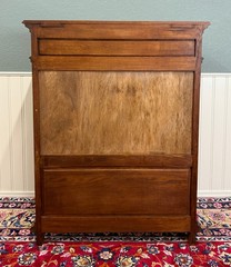 Antique French Double Door Cabinet Cupboard Carved Honey Oak Drawer early 20th