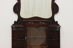 English Antique Carved Mahogany Etagere Curio or Bar Cabinet #52843