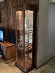 Pulaski Traditional Brown Wood Glass Curio Cabinet with 4 Shelves and Glass Door