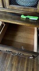 Thomasville 1980 Vintage Oak China Cabinet With Light Display