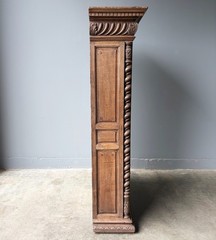 77″ Tall Antique French Apothecary Cabinet Solid Oak Carved with Compartments