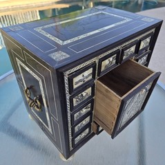 Miniature Ebony Cabinet Engraved Italian Style 10,5″x1 1,1″ x7,2″