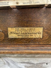 Antique McCourt Label Co Cabinet Medical Apothecary Display Label Dispenser