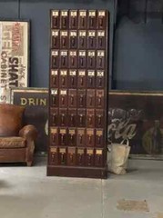 LARGE ANTIQUE COURTHOUSE FILE CABINET, TALL METAL FILE CABINET, CARD CATALOG