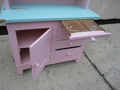 Antique / Vintage Child’s Kitchen Cupboard painted wood Charming