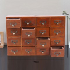 Antique Apothecary Cabinet with 16 Drawers Wood Box Desk Drawer Organizer Box