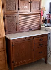 1920s Antique McDougall Hoosier Wood Cabinet With Pie Safe and Flour Sifter