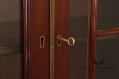 Regency Style Mahogany Breakfront Bookcase Cabinet