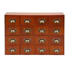 16 Drawers Tabletop Library Card Catalog Cabinet Vintage Apothecary Storage Box