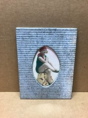 VTG Shabby 8×10 Photo 4×6 Oval Silver Tin Ceiling Picture Frame Chic Old 657-26B