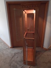 Vintage Curio Cabinet Wood & Glass; Lighted, Mirrored, Glass Shelves Eagle Ind.