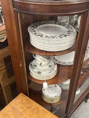 Antique Paine Furniture Elegant China Display Cabinet With Brass Accents