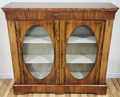 Antique ENGLISH 19th C WALNUT Root Napoleon III CURIO CABINET Display Vitrine