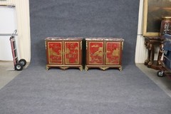 Extremely Rare Pair of Large Scale Signed Maison Jansen Chinoiserie Buffets